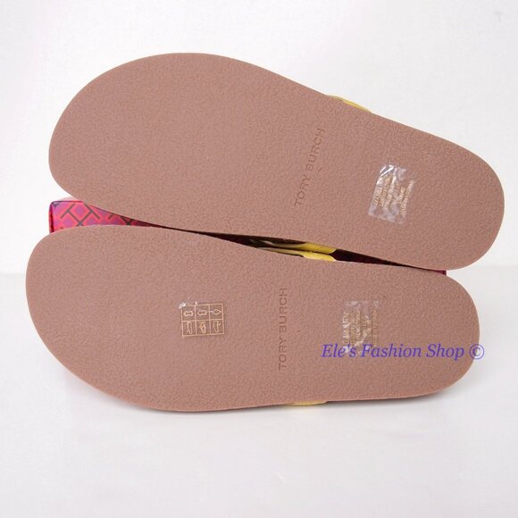 NIB Tory Burch Ergonomic Miller Cloud Leather Sandal Lemon Lime Green US 7 7.5 8